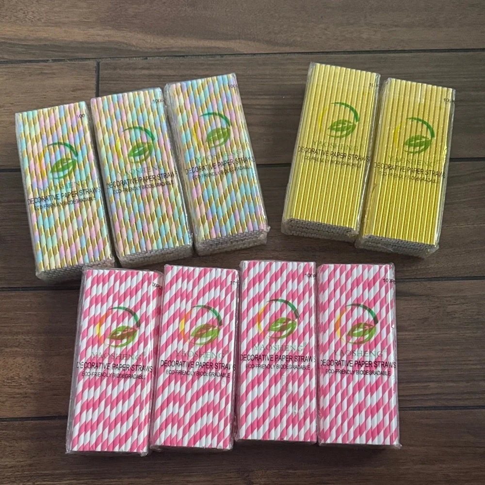 Paper Straws for Drinking, Disposable for Birthdays, Weddings, Baby Showers